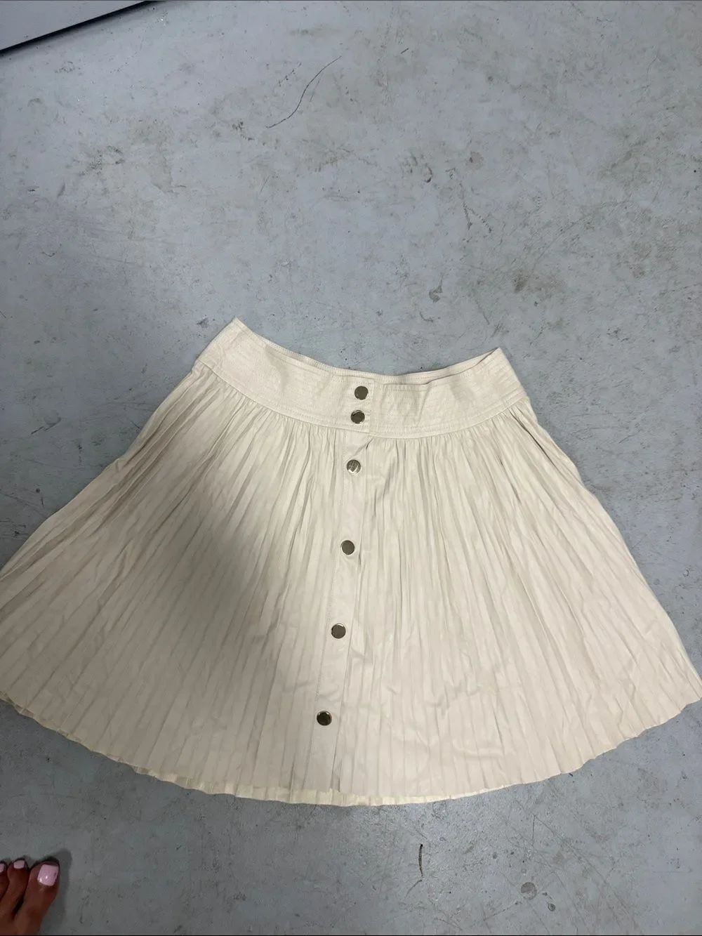 Pleated Cream Button-Front Women’s Skirt RAMY BROOK - NWT - Size 4